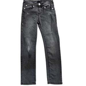 True Religion Geno Relaxed Slim Jeans Faded Black Horseshoe Stitch Size 25x 27